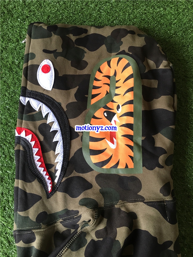 A Bathing Ape Shark Hoodies Green Camo